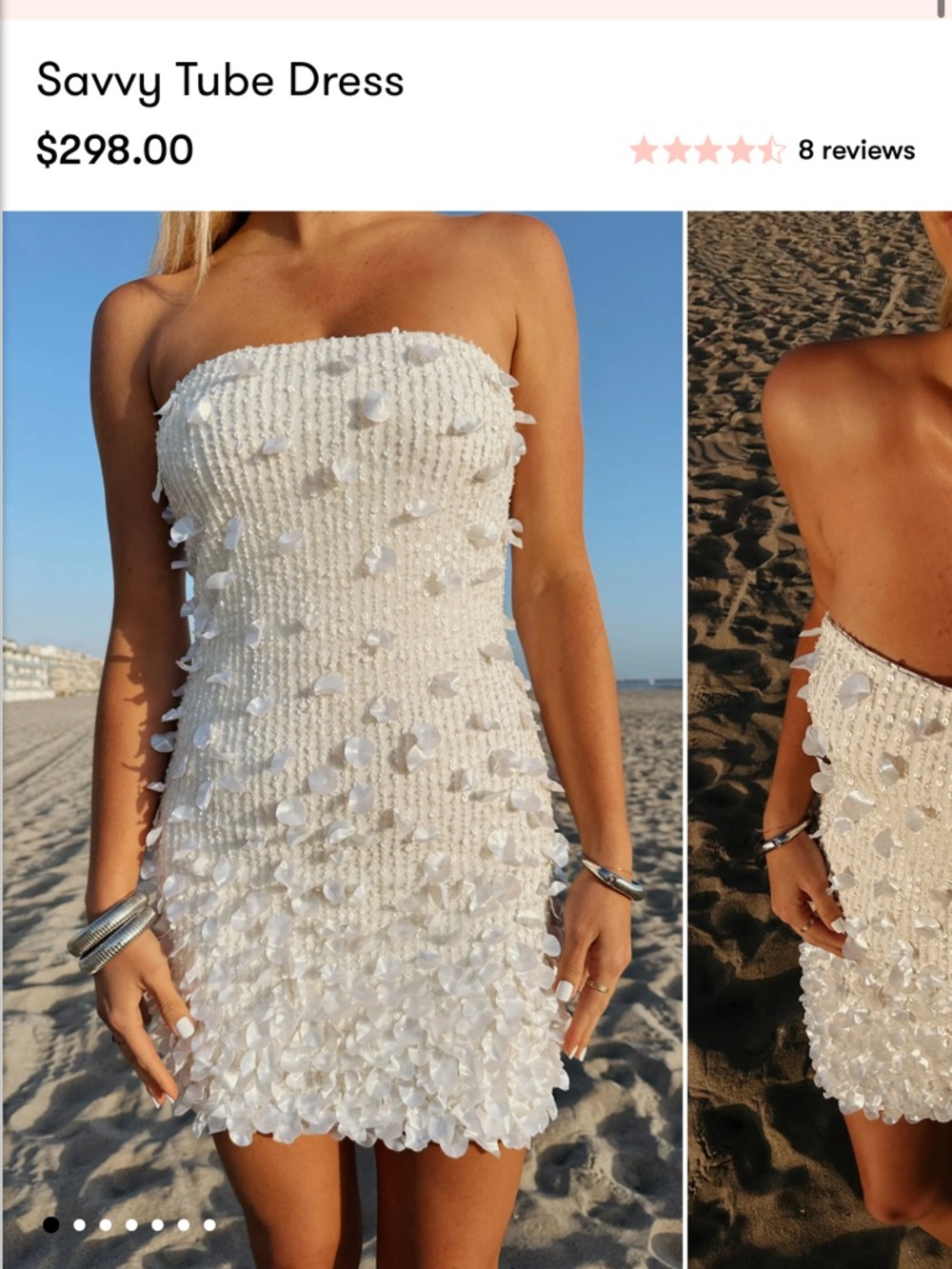 Savvy Strapless White Textured Floral Mini Dress